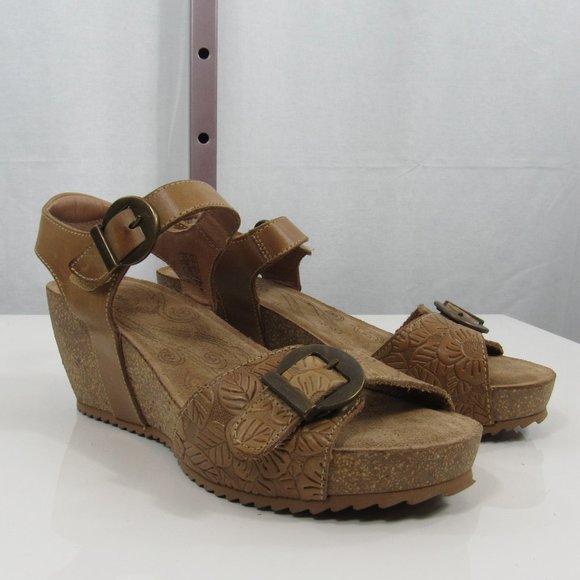 Taos Footwear Shoes - Taos Platform Chunky Wedge Sandal with Floral Embossing